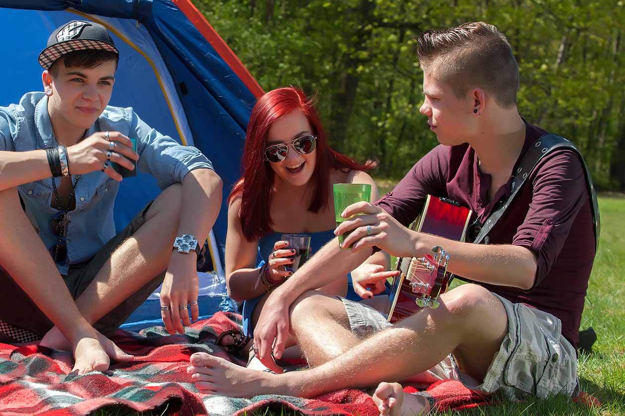 Young people at a campsite