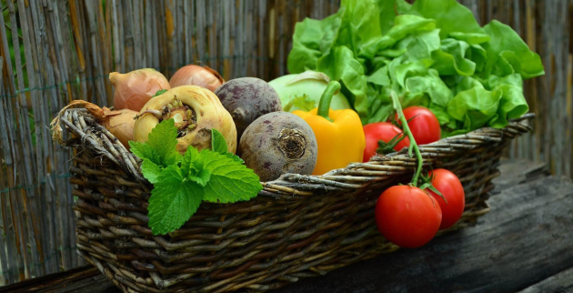 mixed vegetables in a basket 