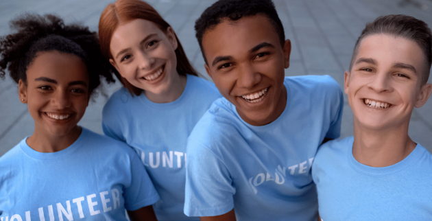 group of four volunteers