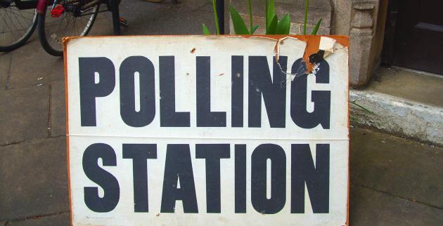 Polling Station sign outside an Oxford Polling Station