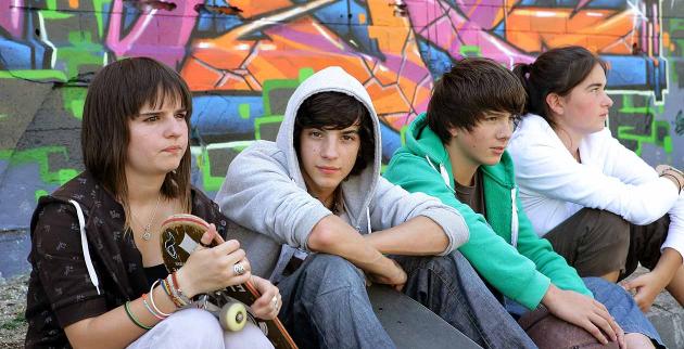 Group of young skaters