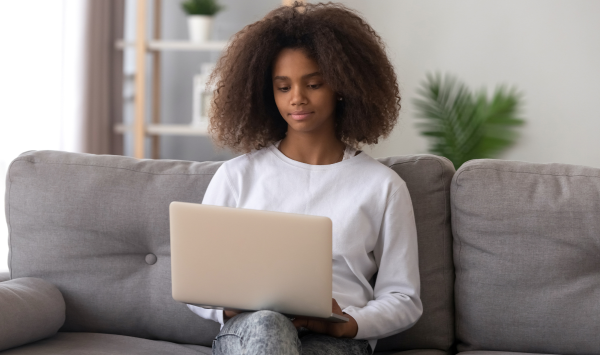 teenager on laptop
