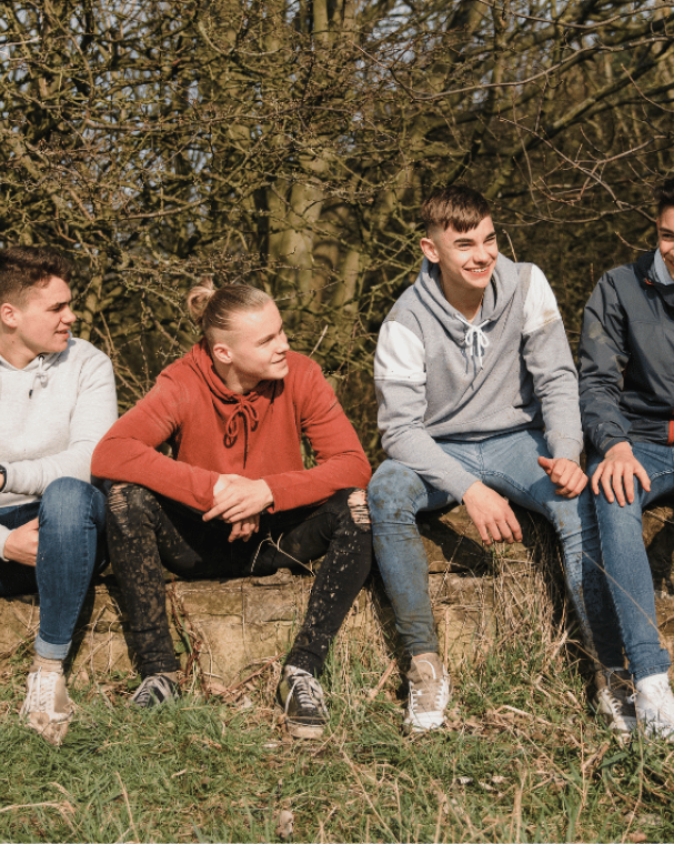 four young people outside