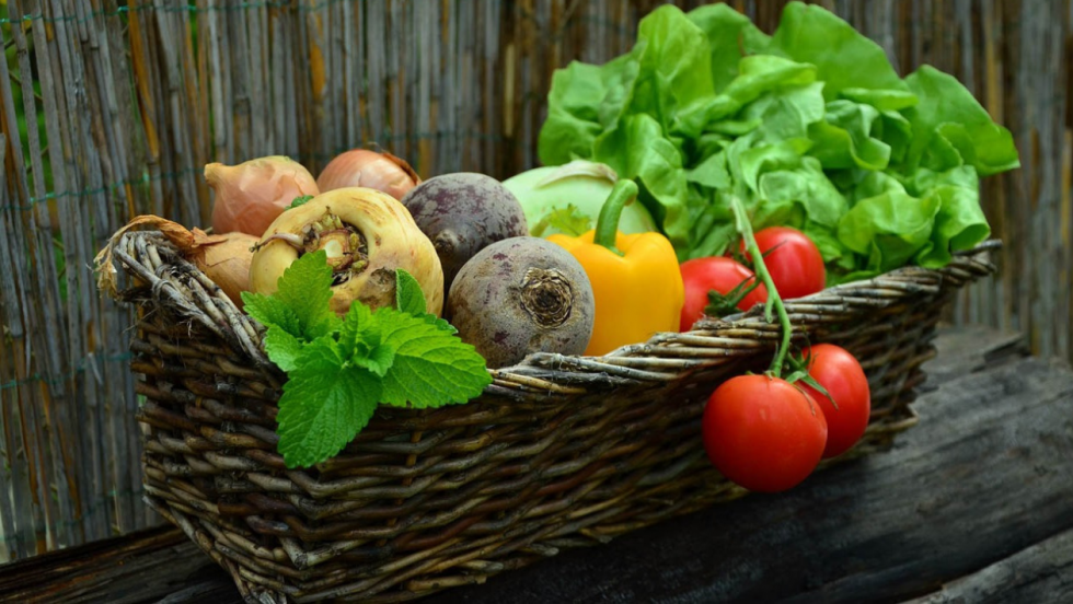 mixed vegetables in a basket 