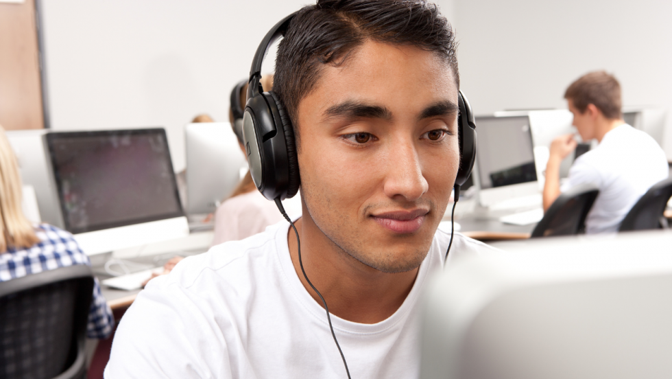 Young person working on computer