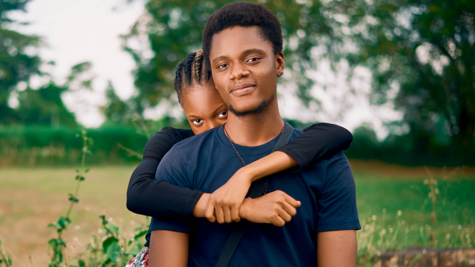 Young couple hugging