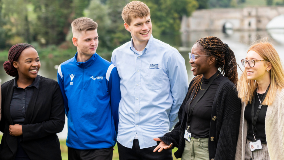 four apprentices stood together in the grounds of Blenheim Palace
