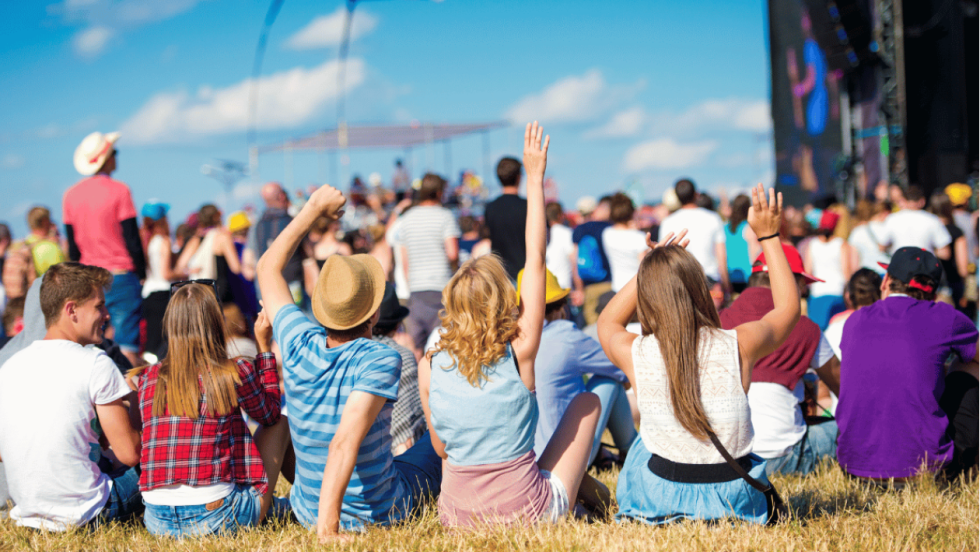 Group of friends at a festival