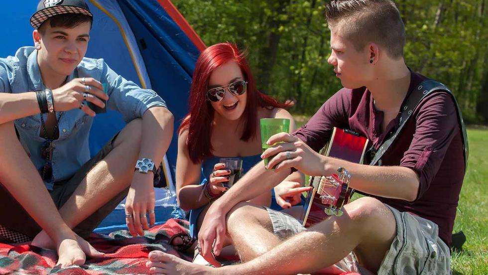 Young people on a camping trip