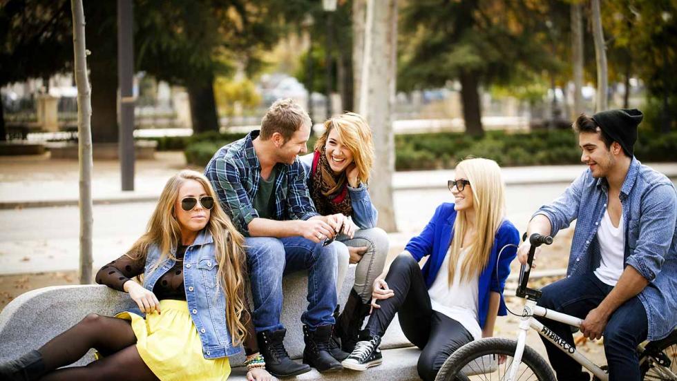young people in town centre