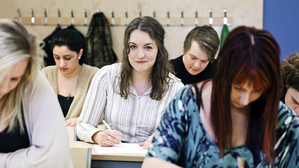 College students sitting an exam