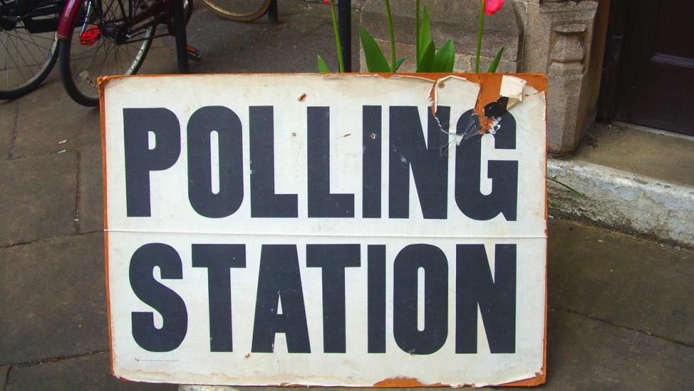 Polling Station sign outside an Oxford Polling Station
