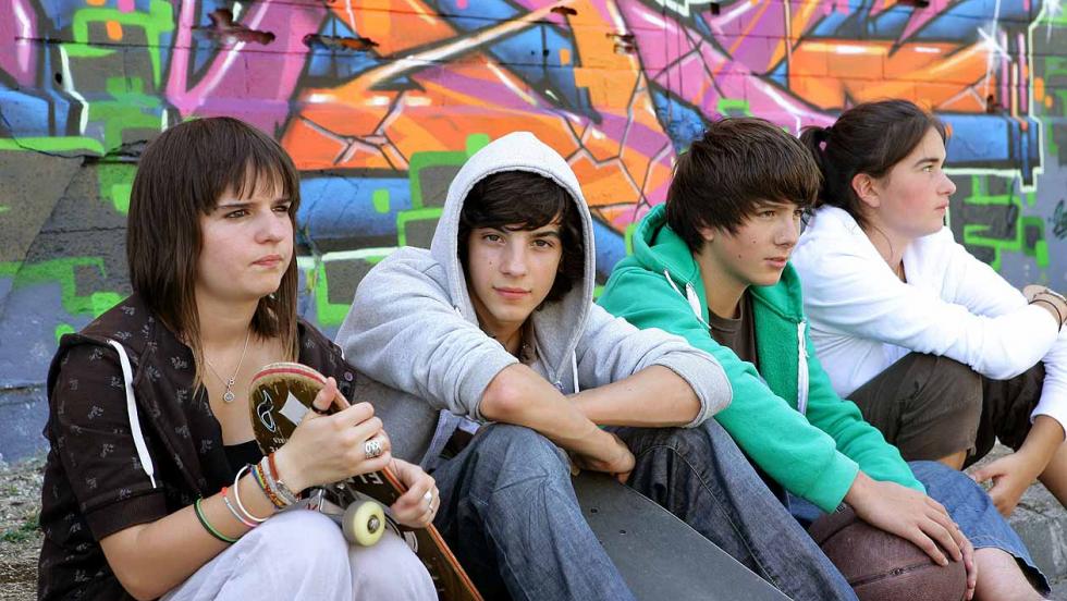 Group of young skaters