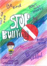 Ehya's 'rainbow -stop bullying 'anti-bullying poster, from st. thomasmore school. 