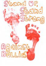 'Red feet and stand up against bullying ' poster by Joseph