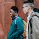 Three young people walking