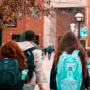students walking to college