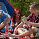 Young people at a campsite