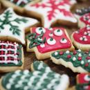 Brightly coloured Christmas biscuits
